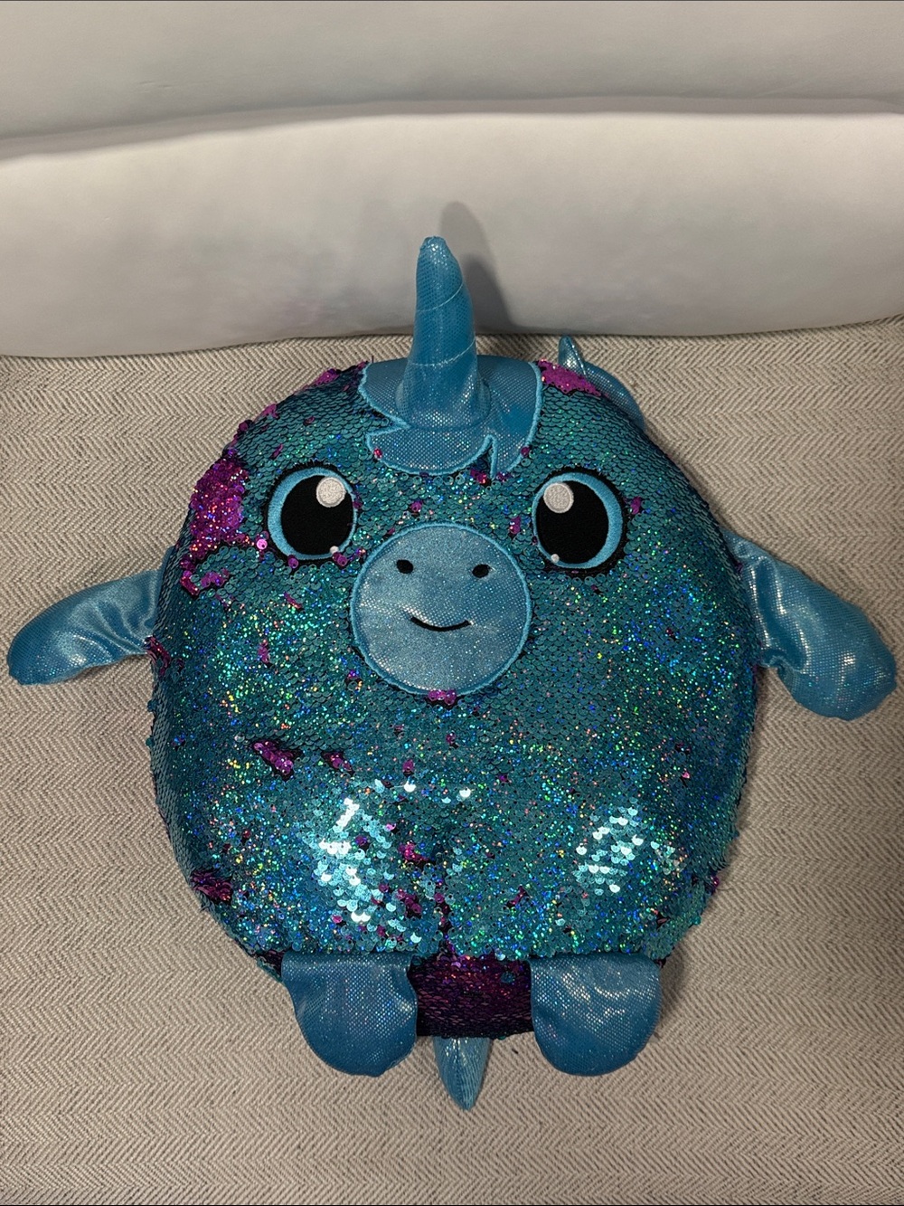 Beverly Hills Teddy Bear Co Sequin Unicorn Plush Toy - Sparkling Fish Pillow